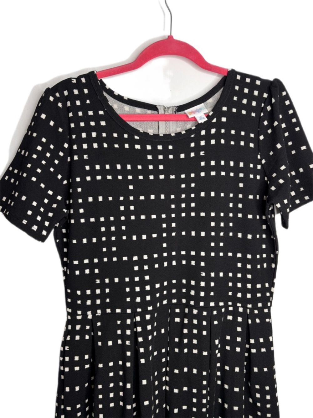 Black & White Square Pattern Short Sleeve Back Zip Dress XL Amelia - Picture 3 of 7